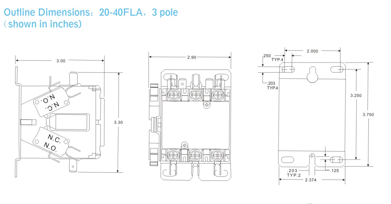 Holdwell SA-3P-40A-240V 3 Pole 40 Amp 240V Coil Definite Purpose Air Conditio... 
